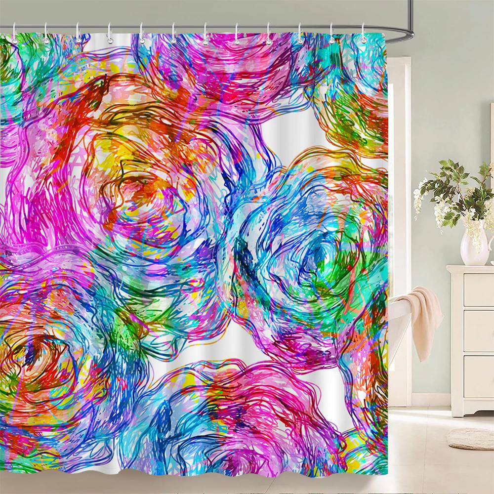 Beautiful Flowers Shower Curtains with hooks Waterproof Bath Curtains for Bathroom Home Decoration Floral Bathroom Curtain