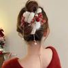 Weihnachts-Haarspange mit Glockenquaste und Plüschapplikation für Damen, ideal für Hochsteckfrisuren