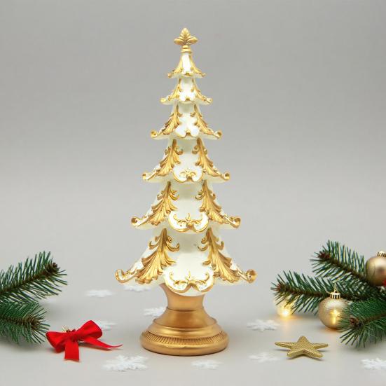 Yousheng Christmas Tree Tree Figurine Xmas Ornament Resin Snowy Tabletop Decor Elegant Holiday Centerpiece for for Home Living Room Bookshelf