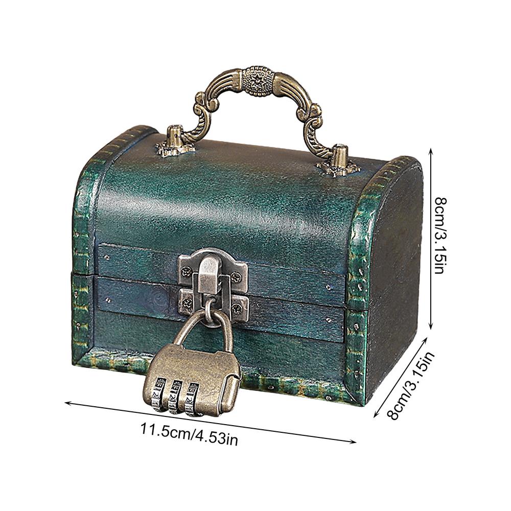 Antique Jewelry Box Retro Green Decorative Jewelry Containers With Lock Retro Treasure Box Keepsake Box Necklace Earrings