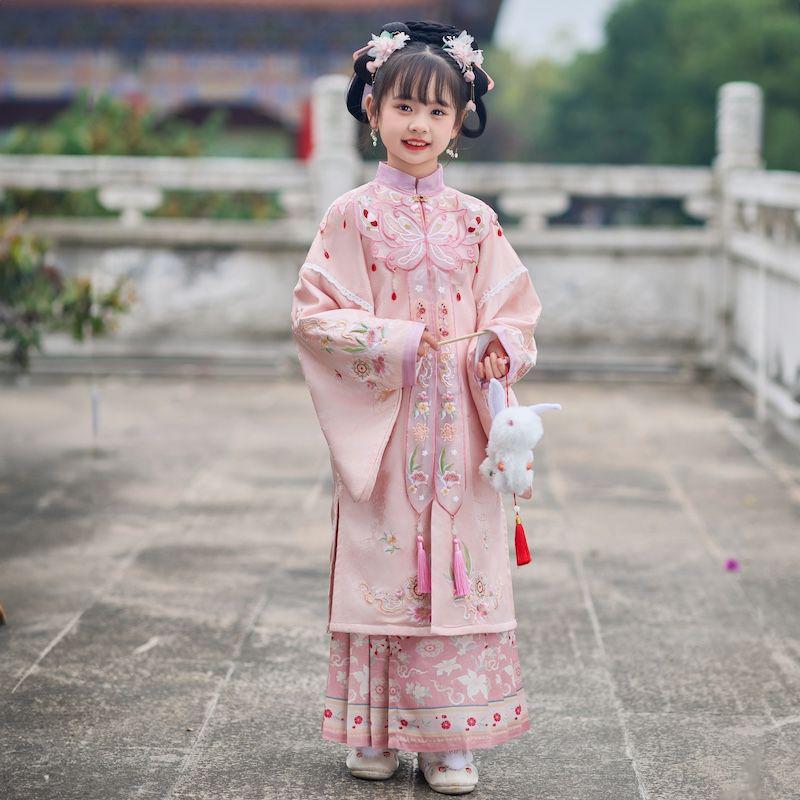 2026 Spring/Autumn Ming Dynasty Embroidery Children's Hanfu Yun Jian Princess Dress Jacquard Style Set
