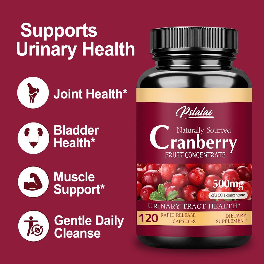 Pslalae Cranberry Fruit Concentrate Capsules 120 Count 500mg — Daily Wellness, Nutritional Support, Antioxidant Support