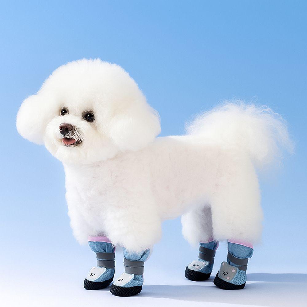 4Pcs/Set Breathable Dog Mesh Shoes Reflective Wear-resistant Anti-Slip Dog Boots Adjustable Dog Paw Protectors for Cats and Dogs