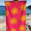 Yellow sun pattern foundation polyester microfiber beach towel is highly absorbent, suitable for swimming and beach outings