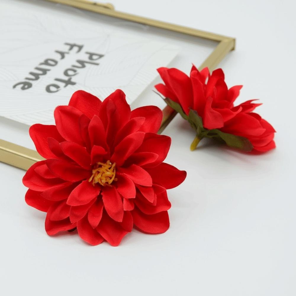 10pcs Satin Dahlia Artificial Flowers Fake Flower DIY Garland Bouquet Silk Chrysanthemum Dahlia Mix Color Brooch Accessories