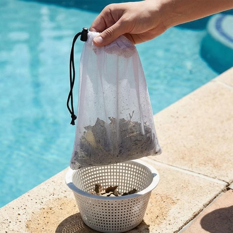 Pool Vacuum Replacement Mesh Bags with Locking Cord Fine Mesh Pool Cleaner Bags Outdoor Pool Accessories Enduring