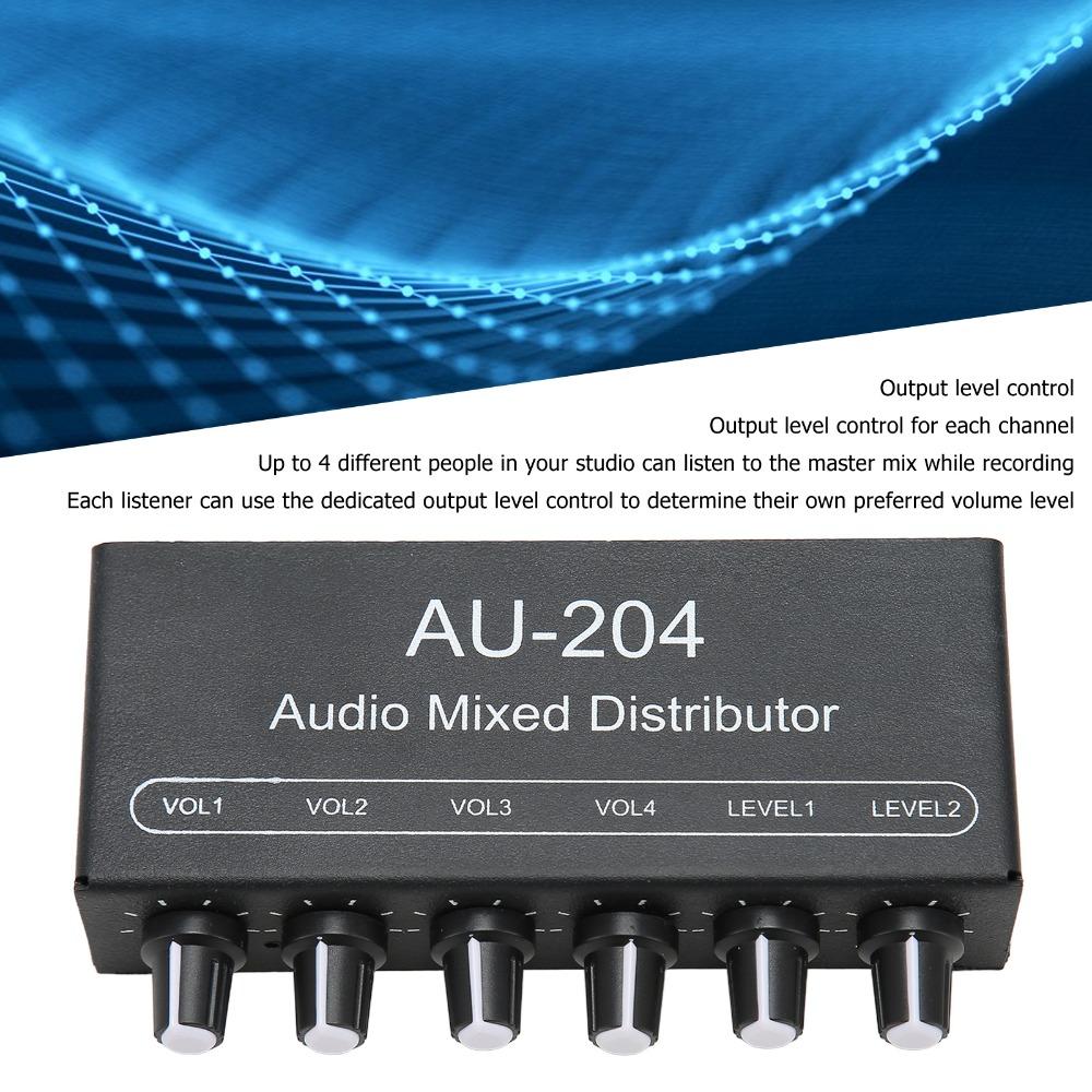 DC 5-15V Headphone Amplifier Mixer 2 In 4 Out Signal Mixer Box  for Stage Performance