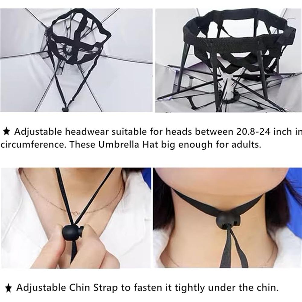 Umbrella Hat, 77cm Sunscreen Windproof Cap Umbrella Head-Mounted Umbrella Folding Fishing Umbrella for Outdoor Camping Beach