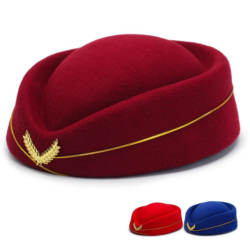 Beret Flight Attendant Hat Women Cap Fashion Casual Stewardess Hats Color Solid