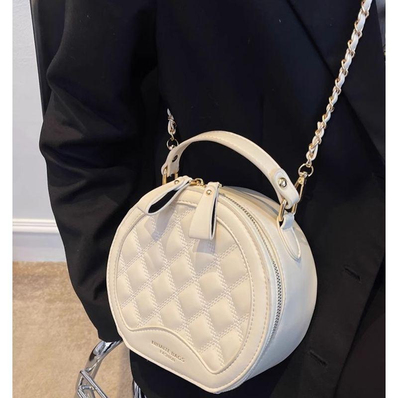 Premium texture small bag women's 2025 new fashion portable small round bag autumn and winter popular chain shoulder messenger bag