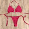 Women's Swimwear Solid Color Bikini Set Halter Sexy Thong Brazilian Beachwear Bathing Suits