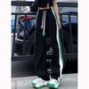 Korean Streetwear Women Sweatpants Spring Summer New Harajuku Elastic High Waist Love Drawstring Casual Striped Sports Trousers