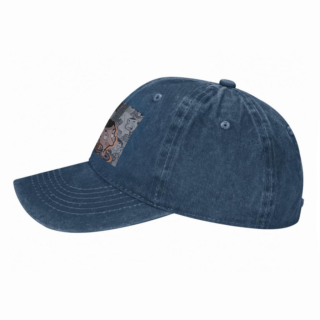 Mr. Bean Cartoon Denim Fabric Cap Casual Baseball Caps Adjustable Hat Summer Unisex Baseball Hats