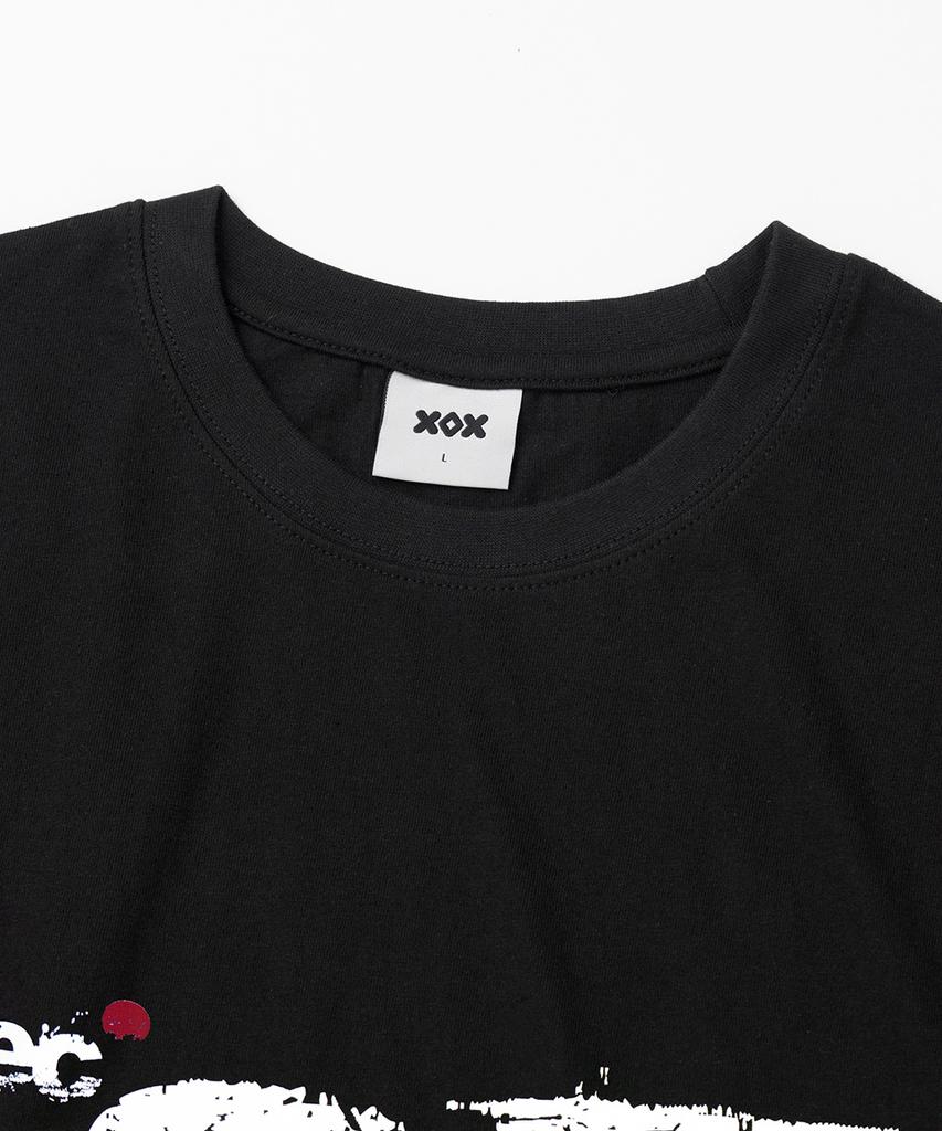 XOX Distorted Error Graphic Crop T-Shirt [Black]