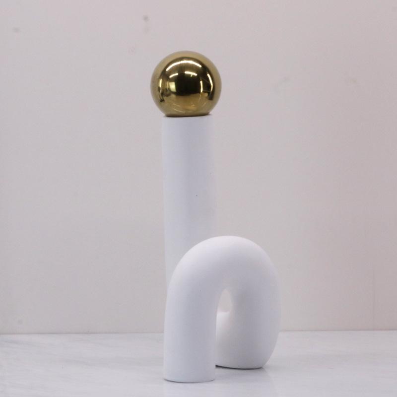 Simple Modern Electroplated Metal Decorative Ball Creative Blue and White Twisted Flower Arrangement Ornaments S-shaped Elbow Model House Accessories