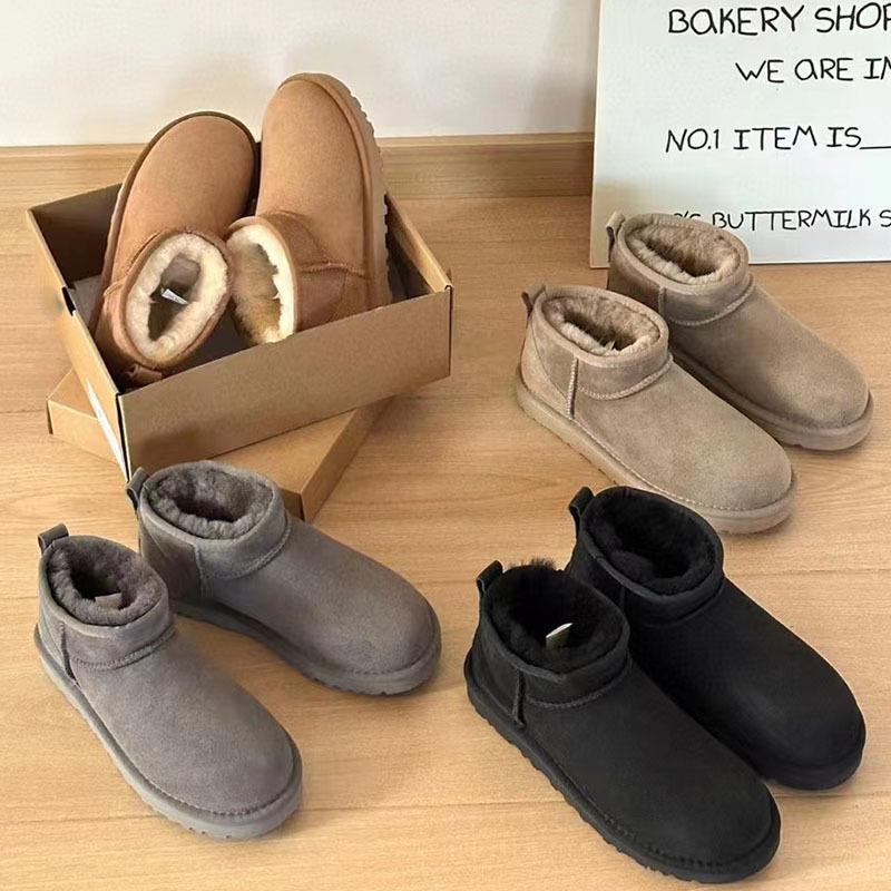 Women Winter Platform Snow Boots Warm Faux Suede Ankle Boots Thick Furry Lining Non‑Slip Short Booties For Cold Weather
