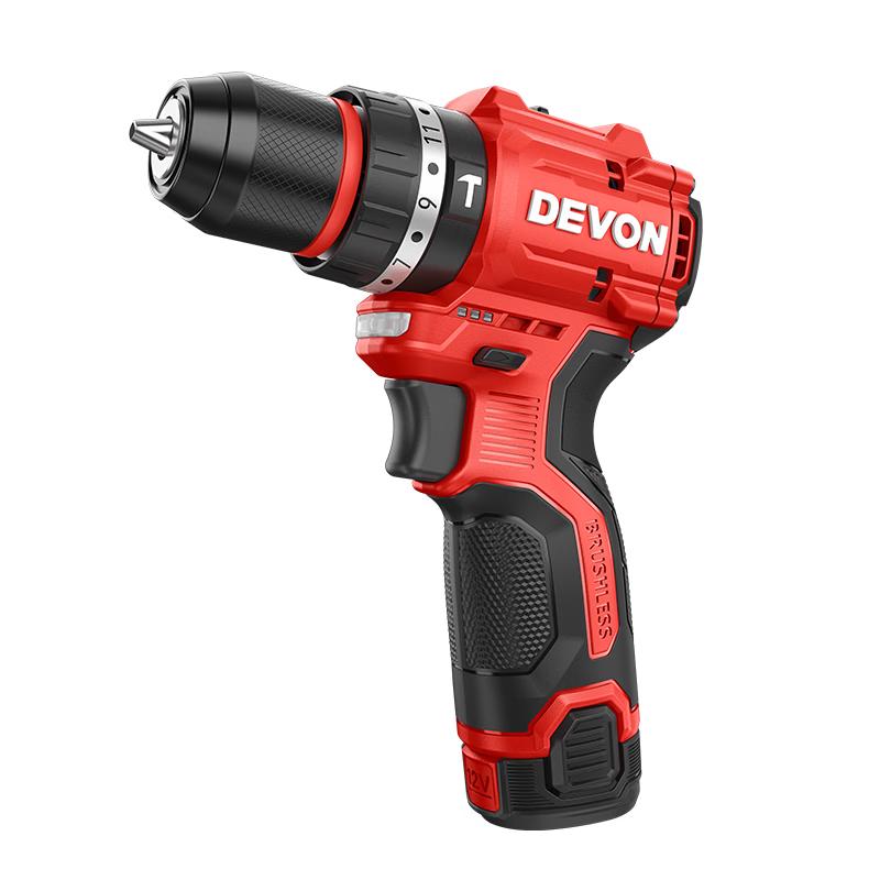 Trapano avvitatore a batteria senza spazzole 12V Devon spina CN (adattatore incluso)