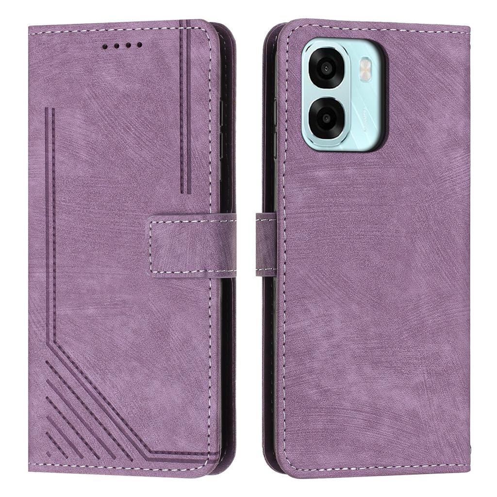 For Oppo A6x 4G/Oppo A6 5G/Oppo A6x 5G Stand Case Imprinted Lines Leather Phone Cover