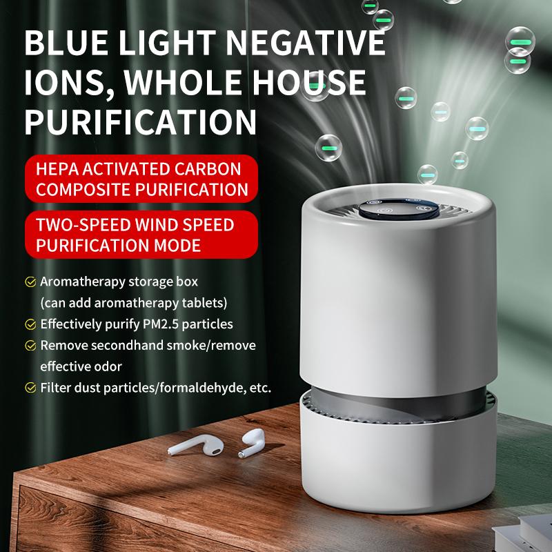Air Purifier with Negative Ion Smoke Odor Room Air Cleaner with Aromatherapy for HEPA Filter Purifying Air Allergies Mold Dust