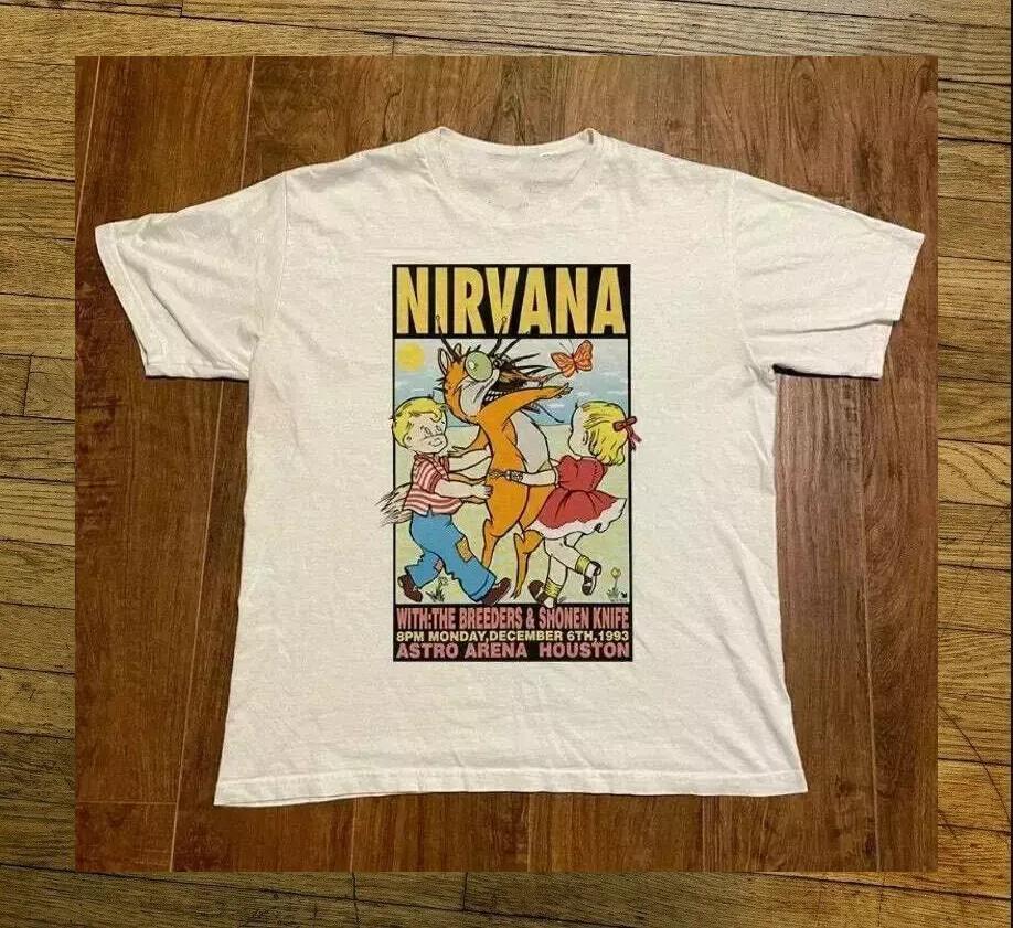 26 NIRVANA 90 s Vintage Concert Tour White T-Shirt for Music Fans DO407 Unisex T-Shirt M