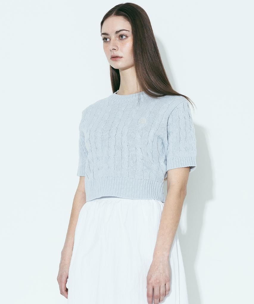 AGENT PEEK Agp Cable Half Sleeve Knit Sky Blue