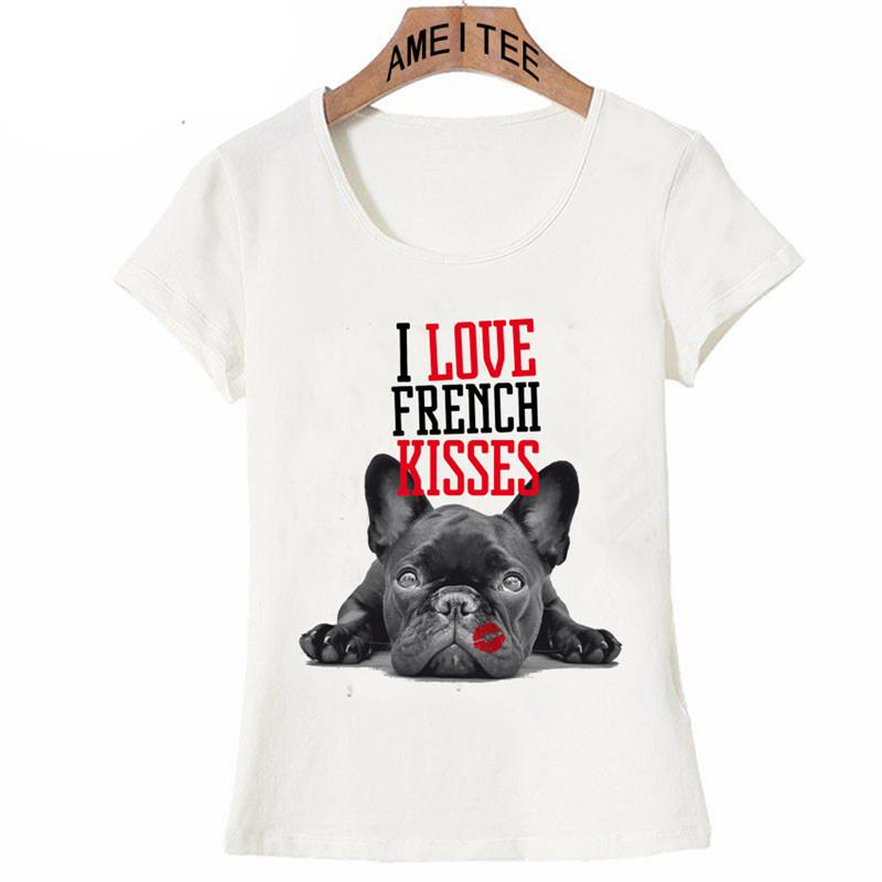 French Bulldog Print T-Shirt Dame Casual Dog Print T-Shirt For Girls Summer White Harajuku Lady Tees
