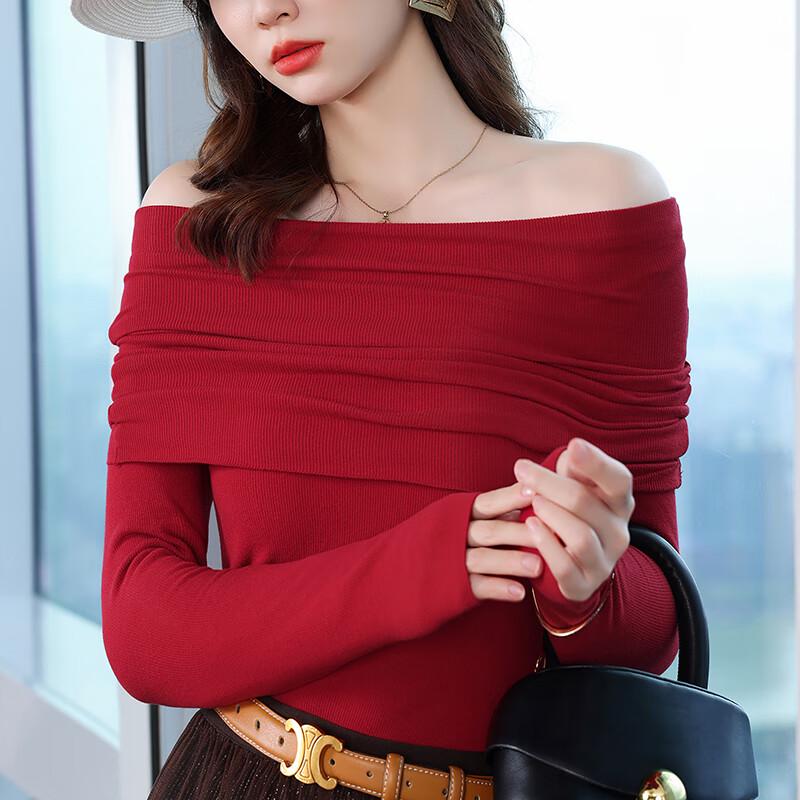 Women's Premium Off-Shoulder Long-Sleeve Knit Top