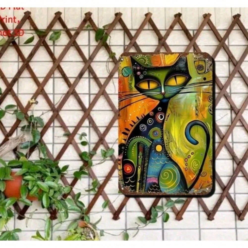 Vintage Cat Metal Wall Art Tin Sign Retro Home Decor Gift