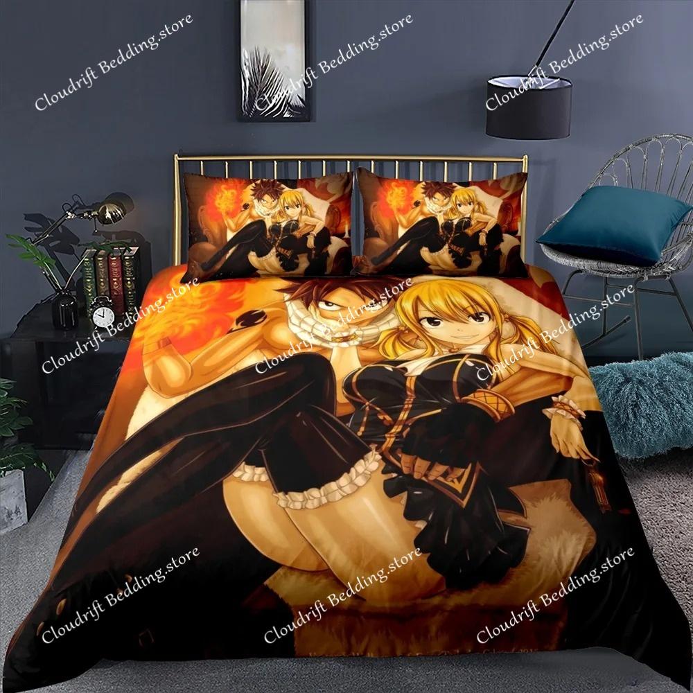 Anime Fairy Tail 3D Duvet Cover with Pillow Cover Bedding Set Single Double Twin Full Queen King Bed Set for Bedroom Decor