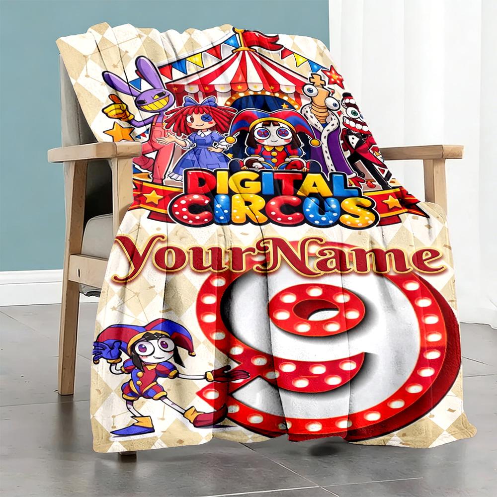Digital Circus Personalized Name Blanket Gift Customizable Blanket Warmthful Decor Suitable for Office Chair Living Room Home Decor Livingroom