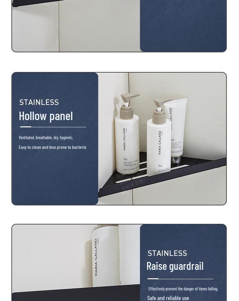 304 Stainless Steel Wall-Mounted Bathroom Corner Shelf for Shower & Shampoo Storage