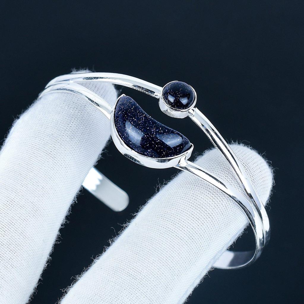 Blue Sunstone Gemstone Handmade Cuff Bangle 925 Sterling Silver Cuff Bangle, Blue Sunstone Bracelet For Wife , Unisex Bangle, Birthday Gift
