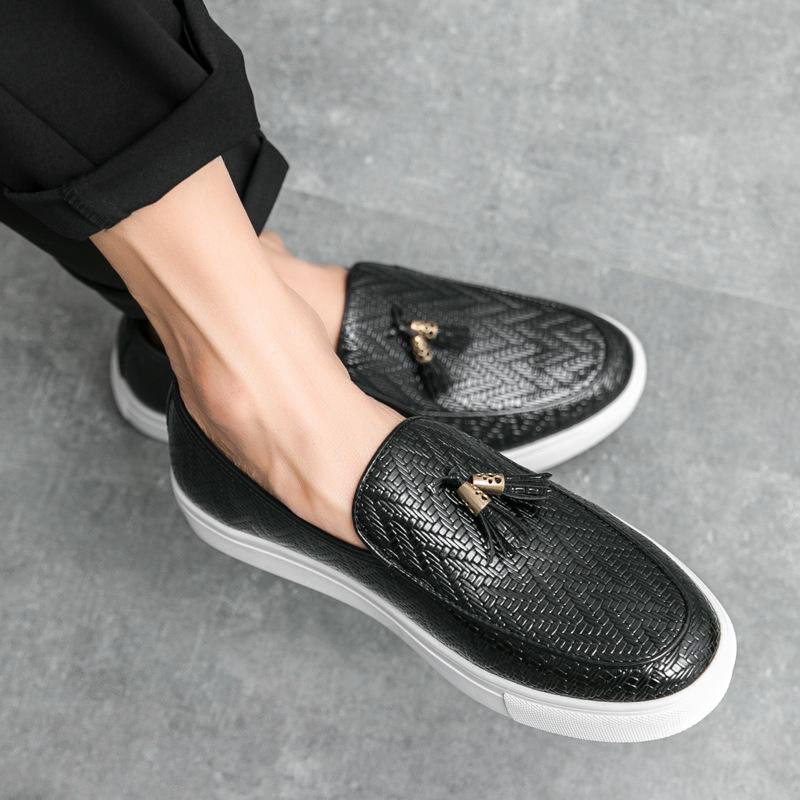 Men s Large Size Tassel Slip-on Loafers - Casual Leather Board Shoes 38