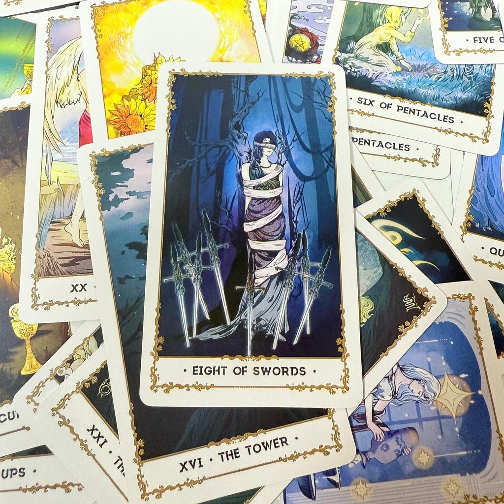 Silent Desolate Tarot Cards 78 Pcs English Version Mysterious Divination Card Game for Family and Friends 10.3*6cm