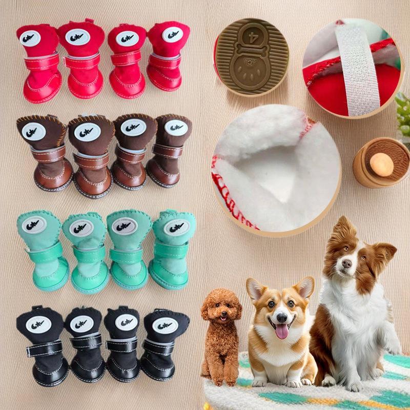 Pet Winter Boots: Non-Slip, Velvet-Lined Dog Shoes for Outdoor Walking