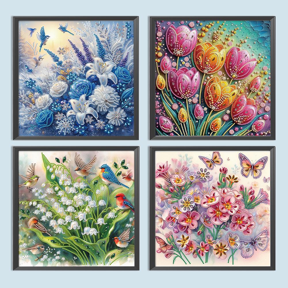 5D DIY Partial Special Shaped Drill Diamond Painting Flower Decoration30x30cm