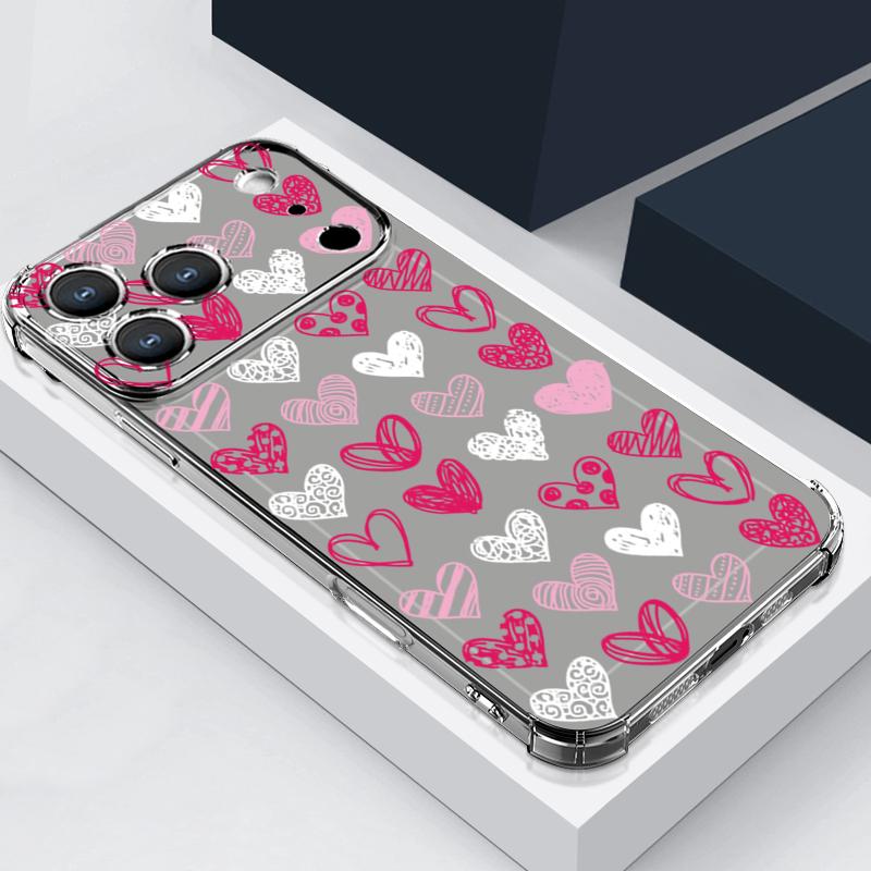 Love Heart Painted Print Silicone Phone Case For iPhone 17 Pro Max 16 15 14 Pro Max 13 12 Pro 11 Shockproof Soft TPU Clear Cover