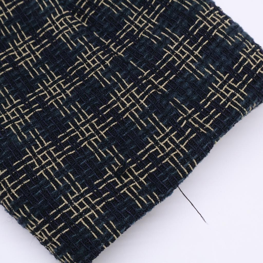 CHANEL Domestic genuine 95A P05673V04376 Check Pattern COCO Button Jacket 42 NavyUsed