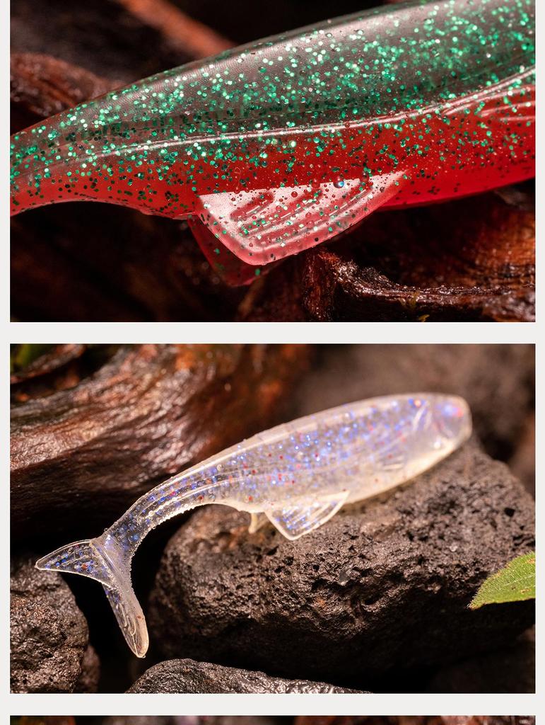 Floating Soft Bait T-Tail Lure with Lead Head Hook for Bass and Mandarin Fish Fishing Rig