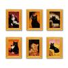 Set of 6 Functional Refrigerator Magnets Cute Cats Art Print Small Painting Wood Frame Fridge Magnetic Sticker Ornaments