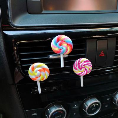 Simulation Rainbow Lollipop Car Perfume Air Freshener Resin Plastic Colorful Lollipop Model Cute Car Accessories Interior