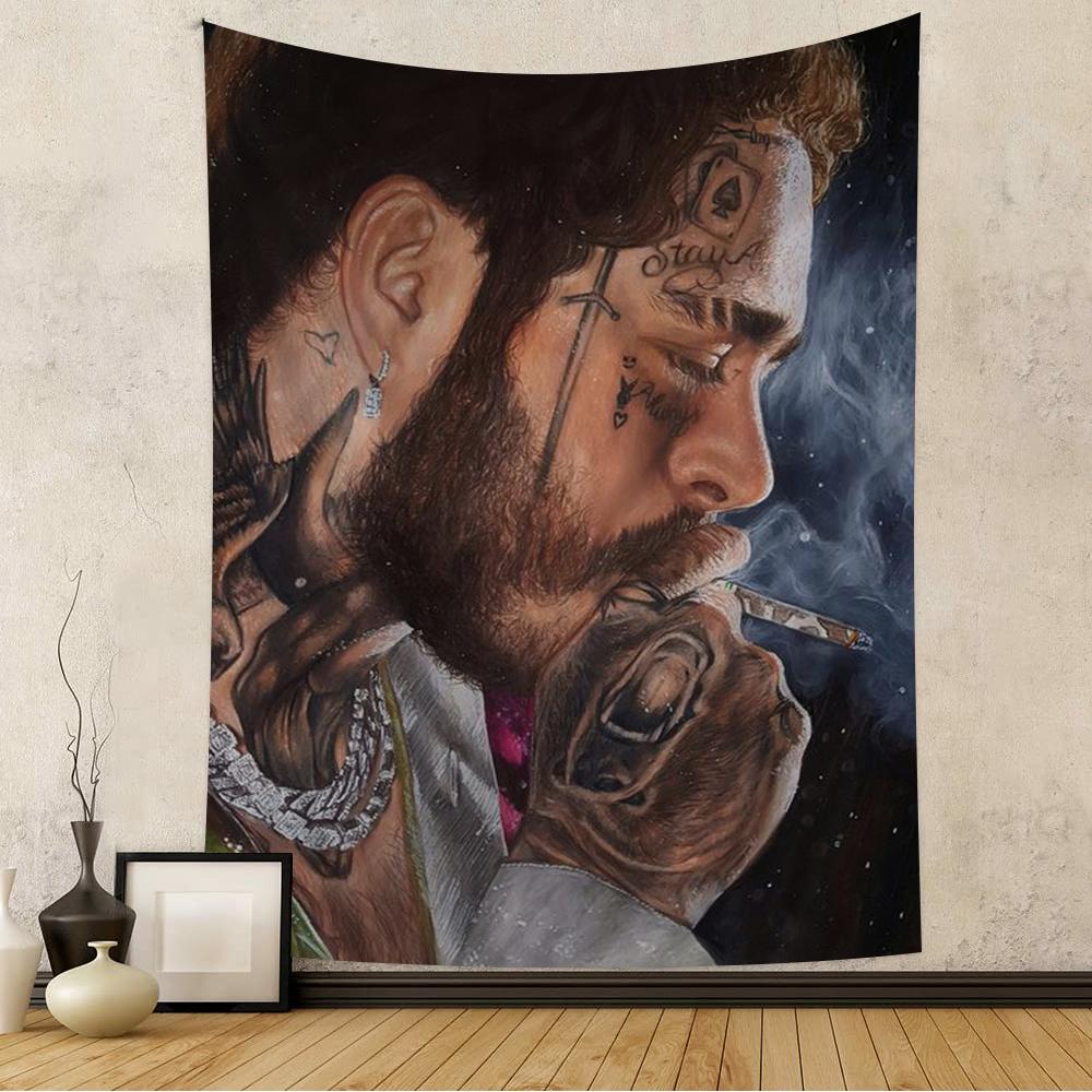 American Singer Star Rapper Post Malone Cartoon Tapestry Wall Hanging Decoration Household Home Decor