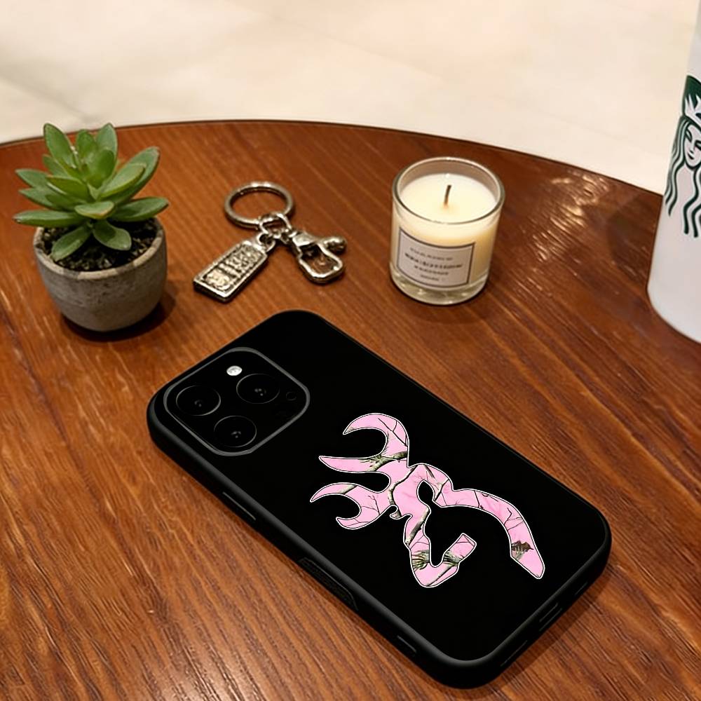 Deer Hunting Camo Phone Case For iPhone 17,16,15,14,13,12,11 Plus,Pro Max,XS,Soft Silicone Black Cover