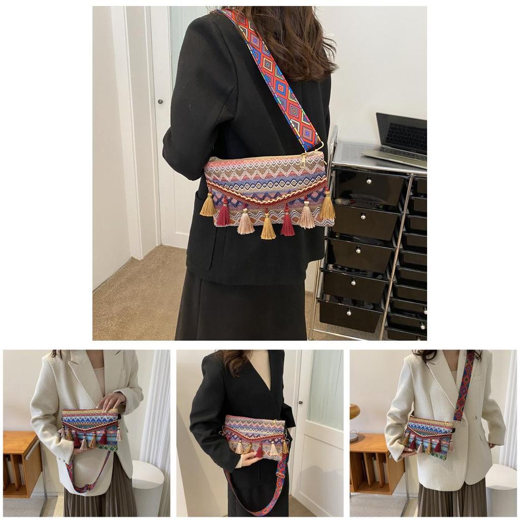 Ethnic Style Womens Shoulder Bag With Nylon Material And Woven Design For Daily Use