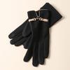 Warm Gloves for Women In Autumn and Winter Outdoor Riding Cold Proof Thickened Plush Velvet Cute Bow Develvet Touch Screen Gloves