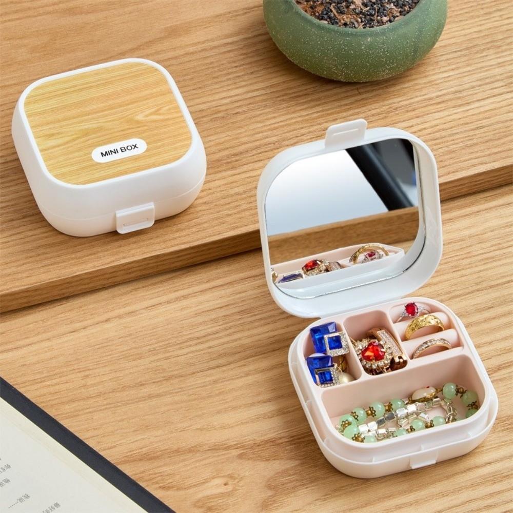 Large Capacity Jewelry Box Portable Box with Mirror Durable Square Storage Box Travel