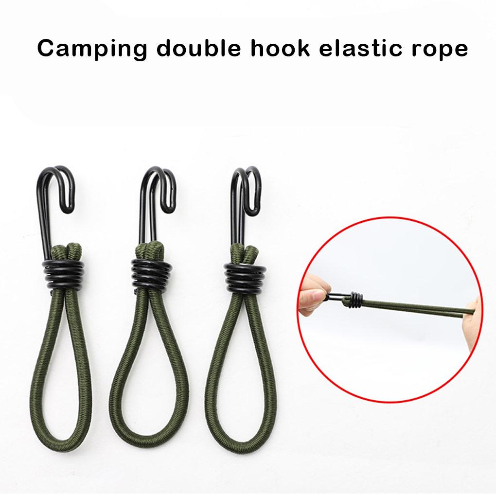 Camping Tent Rope Portable Awning Elastic Cord with Hook Stretch Ropes Fixing Fastener for Outdoor Climbing Fishing