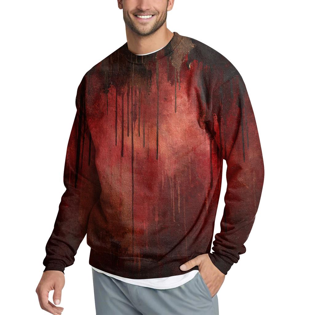 Men's Casual Fashion Printed Round Neck Pullover Sweatshirt