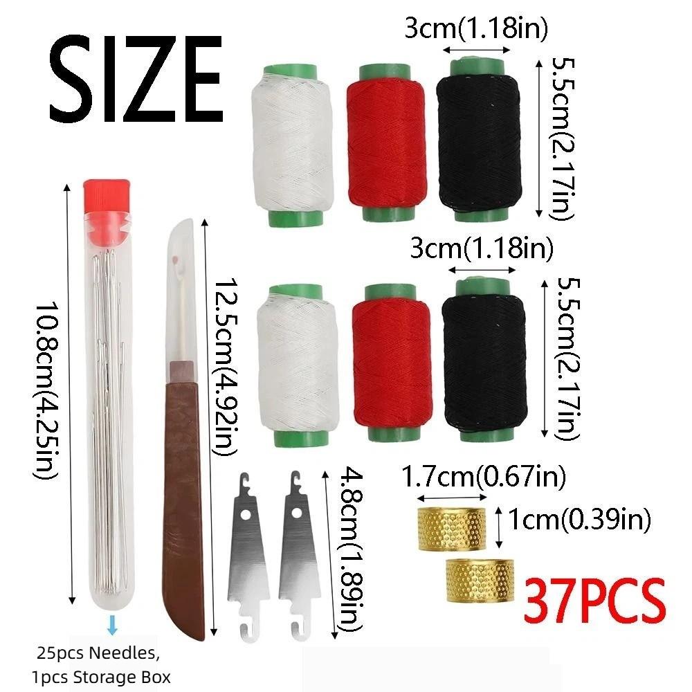 37PCS Stainless Steel Sewing Tool Set Large Eye Steel Manual Sewing Tool Kit  Crafting