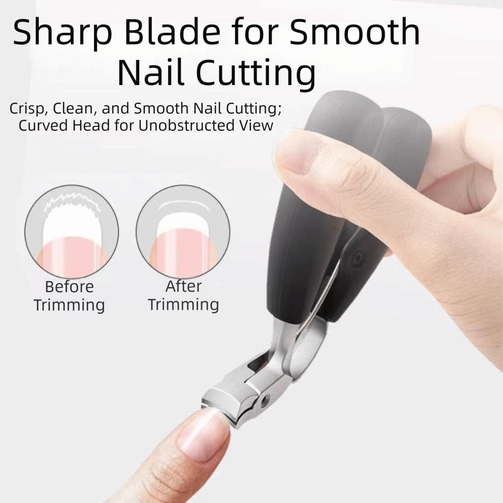 Extra Wide Mouth Curved Nail Clippers Anti-Splash Thick Nail Trimmer Toenail Nippers Fingernail
